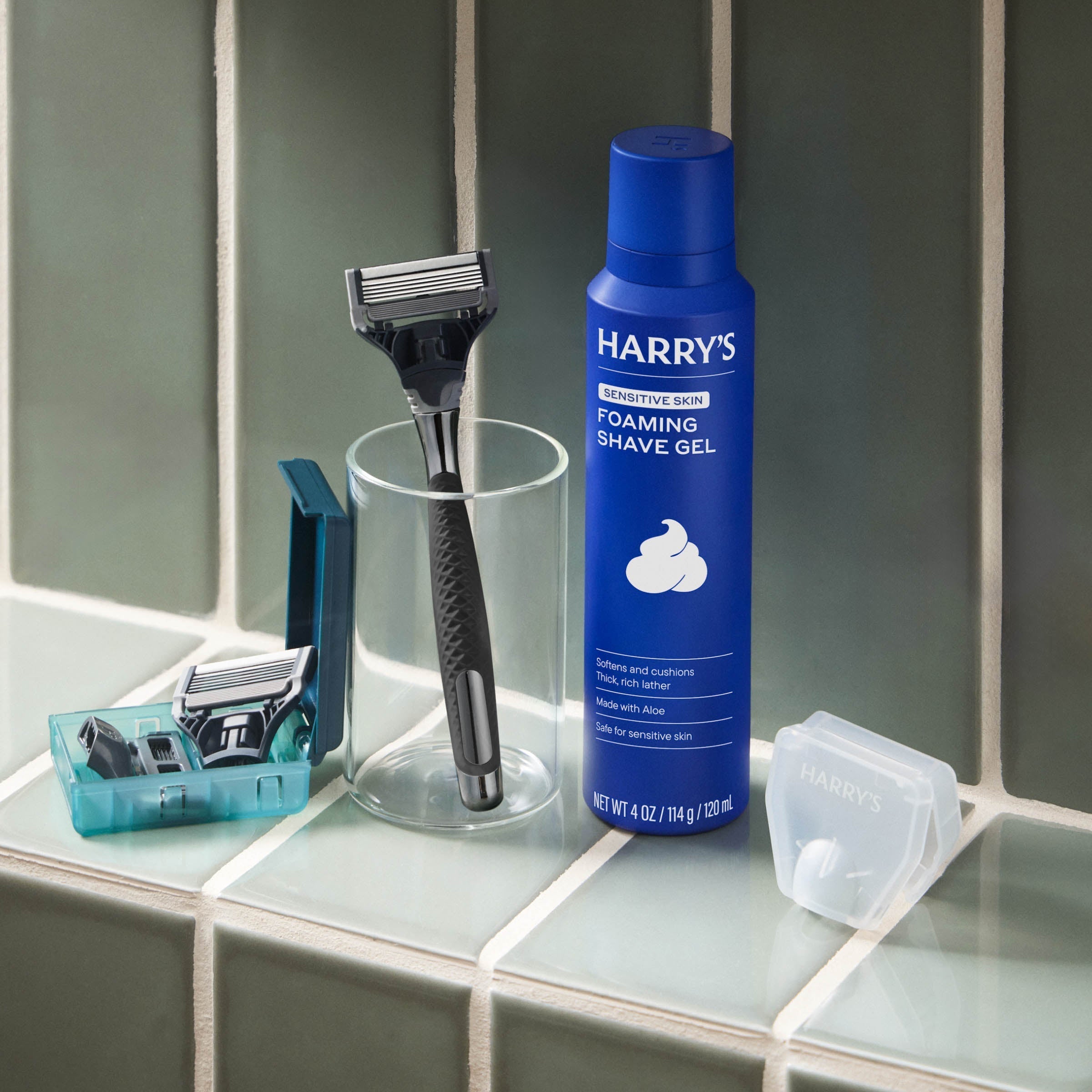 Harry's Original Chrome Shave Set / Chrome - Graphite / Shave Cream